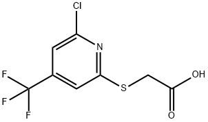 2-(6-Chloro-4-(trifluoromethyl)pyridin-2-ylsulfanyl)acetic acid Struktur