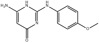 6-Amino-2-[(4-methoxyphenyl)amino]pyrimidin-4(3H)-one Struktur