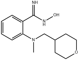 N'-Hydroxy-2-[methyl(tetrahydro-2H-pyran-4-ylmethyl)amino]benzenecarboximidamide Struktur