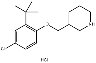 3-{[2-(tert-Butyl)-4-chlorophenoxy]-methyl}piperidine hydrochloride Struktur