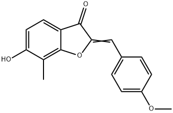 (2Z)-6-Hydroxy-2-(4-methoxybenzylidene)-7-methyl-1-benzofuran-3(2H)-one Struktur