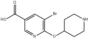 5-bromo-6-(piperidin-4-yloxy)nicotinic acid Struktur