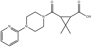 2,2-dimethyl-3-[(4-pyridin-2-ylpiperazin-1-yl)carbonyl]cyclopropanecarboxylic acid Struktur