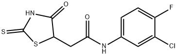 N-(3-chloro-4-fluorophenyl)-2-(2-mercapto-4-oxo-4,5-dihydro-1,3-thiazol-5-yl)acetamide Struktur