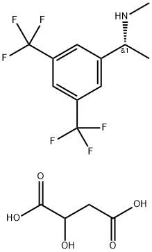 2-Hydroxybutanedioic acid - (1R)-1-[3,5-bis(trifluoromethyl)phenyl]-N-methylethanamine (1:1) Struktur