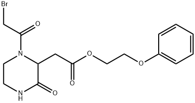 2-Phenoxyethyl 2-[1-(2-bromoacetyl)-3-oxo-2-piperazinyl]acetate Struktur