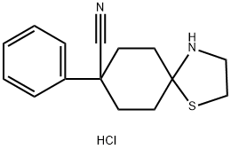 8-Phenyl-1-thia-4-azaspiro[4.5]decane-8-carbonitrile hydrochloride Struktur