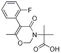 2-[5-(2-fluorophenyl)-6-methyl-4-oxo-2H-1,3-oxazin-3(4H)-yl]-2-methylpropanoic acid Struktur