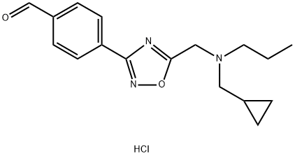 4-(5-{[(cyclopropylmethyl)(propyl)amino]methyl}-1,2,4-oxadiazol-3-yl)benzaldehyde hydrochloride Struktur