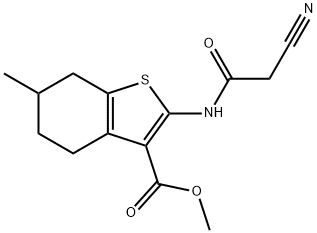 methyl 2-[(cyanoacetyl)amino]-6-methyl-4,5,6,7-tetrahydro-1-benzothiophene-3-carboxylate Struktur