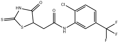 N-[2-chloro-5-(trifluoromethyl)phenyl]-2-(2-mercapto-4-oxo-4,5-dihydro-1,3-thiazol-5-yl)acetamide Struktur