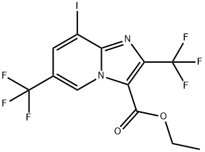 Ethyl 8-iodo-2,6-bis(trifluoromethyl)imidazo-[1,2-a]pyridine-3-carboxylate Struktur