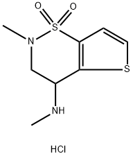 N,2-Dimethyl-3,4-dihydro-2H-thieno[2,3-e][1,2]-thiazin-4-amine 1,1-dioxide hydrochloride Struktur