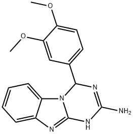 4-(3,4-Dimethoxyphenyl)-1,4-dihydro-[1,3,5]triazino[1,2-a]benzimidazol-2-amine Struktur