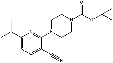 tert-Butyl 4-(3-cyano-6-isopropyl-2-pyridinyl)-tetrahydro-1(2H)-pyrazinecarboxylate Struktur