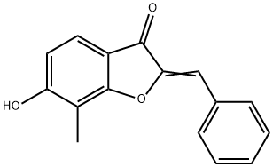 (2Z)-2-Benzylidene-6-hydroxy-7-methyl-1-benzofuran-3(2H)-one Struktur