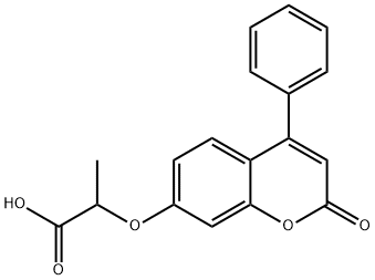 2-[(2-oxo-4-phenyl-2H-chromen-7-yl)oxy]propanoic acid Struktur