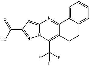 7-(trifluoromethyl)-5,6-dihydrobenzo[h]pyrazolo[5,1-b]quinazoline-10-carboxylic acid Struktur