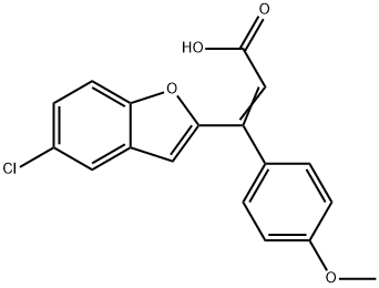 3-(5-Chloro-1-benzofuran-2-yl)-3-(4-methoxyphenyl)acrylic acid Struktur