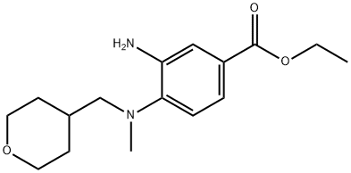 Ethyl 3-amino-4-[methyl(tetrahydro-2H-pyran-4-ylmethyl)amino]benzoate Struktur