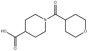 1-(Tetrahydro-2H-pyran-4-ylcarbonyl)-4-piperidinecarboxylic acid Struktur