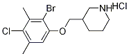 3-[(2-Bromo-4-chloro-3,5-dimethylphenoxy)methyl]-piperidine hydrochloride Struktur