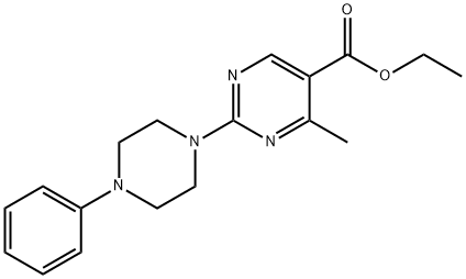 Ethyl 4-methyl-2-(4-phenylpiperazin-1-yl)-pyrimidine-5-carboxylate Struktur