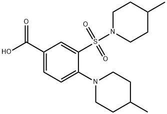 4-(4-Methylpiperidin-1-yl)-3-[(4-methylpiperidin-1-yl)sulfonyl]benzoic acid Struktur