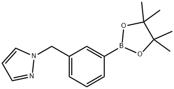 1-[3-(4,4,5,5-Tetramethyl-1,3,2-dioxaborolan-2-yl)benzyl]-1H-pyrazole, 2-{3-[(1H-Pyrazol-1-yl)methyl]phenyl}-4,4,5,5-tetramethyl-1,3,2-dioxaborolane Struktur