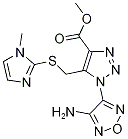 Methyl 1-(4-amino-1,2,5-oxadiazol-3-yl)-5-{[(1-methyl-1H-imidazol-2-yl)sulphanyl]methyl}-1H-1,2,3-triazole-4-carboxylate Struktur