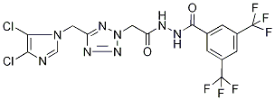 N'1-(2-{5-[(4,5-dichloro-1H-imidazol-1-yl)methyl]-2H-1,2,3,4-tetraazol-2-yl}acetyl)-3,5-di(trifluoromethyl)benzene-1-carbohydrazide Struktur