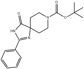 tert-Butyl 4-oxo-2-phenyl-1,3,8-triazaspiro[4.5]dec-1-ene-8-carboxylate Struktur