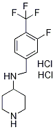 N-[3-Fluoro-4-(trifluoromethyl)benzyl]piperidin-4-amine dihydrochloride, 3-Fluoro-N-(piperidin-4-yl)-4-(trifluoromethyl)benzylamine dihydrochloride, 2-Fluoro-4-{[(piperidin-4-yl)amino]methyl}benzotrifluoride dihydrochloride Struktur