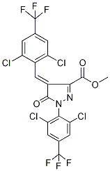 methyl 1-[2,6-dichloro-4-(trifluoromethyl)phenyl]-4-{[2,6-dichloro-4-(trifluoromethyl)phenyl]methylene}-5-oxo-4,5-dihydro-1H-pyrazole-3-carboxylate Struktur