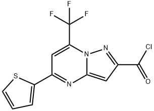 5-(Thien-2-yl)-7-(trifluoromethyl)pyrazolo[1,5-a]pyrimidine-2-carbonyl chloride Struktur