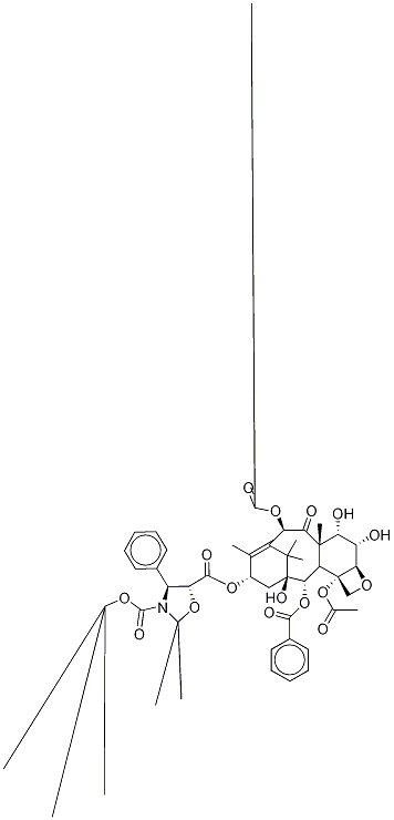 13-{[(3-t-Boc)-2,2-dimethyl-4S-phenyl-1,3-oxazolidin-5R-yl]formyl}-6α,7β-dihydroxyBaccatin III Struktur