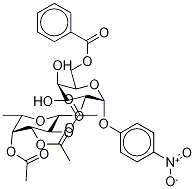 p-Nitrophenyl 6-O-Benzoyl-2-O-(2,3,4-tri-O-acetyl-α-L-fucopyranosyl)-α-D-galactopyranoside Struktur