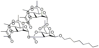 n-Octyl-2,4-O-diacetyl 3,6-Di-O-(2,3,4,6-O-tetraacetyl-α-D-mannopyranosyl)-β-D-mannopyranoside Struktur