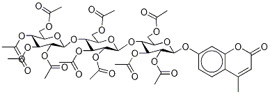 7-[(O-β-D-glucopyranosyl-triacetate-(14)-O-β-D-glucopyranosyl-triacetate-(14)-β-D-glucopyranosyl-tetraacetate)oxy]-4-Methyl-2H-1-benzopyran-2-one Struktur