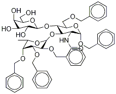 Benzyl 2-acetamido-6-O-benzyl-3-(2,3,4-tri-O-benzyl-β-L-fucopyranosyl) -4-β-D-galactopyranosyl)-2-deoxy-α-D-glucopyranoside Struktur