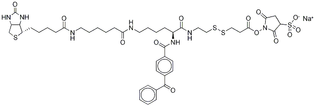 2-{N2-[Nα-Benzoylbenzoicamido-N6-6-biotinamidocaproyl]lysinylamido}ethyl-2’-(N-sulfosuccinimidylcarboxy)ethyl Disulfide Sodium Salt Struktur