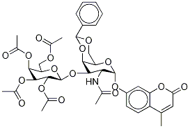 4-MethyluMbelliferyl 2-AcetaMido-2-deoxy-3-O-(tetra-O-acetyl-β-D-galactopyranosyl)-4,6-O-phenylMethylene-α-D-galactopyranoside Struktur