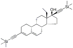 13-Ethyl-3,17α-triMethylsilylethynyl-18,19-dinor-pregna-3,5-dien-17-ol Struktur