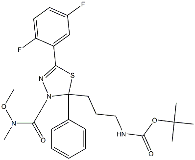 CarbaMic acid, N-[3-[5-(2,5-difluorophenyl)-2,3-dihydro-3-[(MethoxyMethylaMino)carbonyl]-2-phenyl-1,3,4-thiadiazol-2-yl]propyl]-, 1,1-diMethylethyl ester Struktur