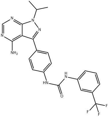 Urea, N-[4-[4-aMino-1-(1-Methylethyl)-1H-pyrazolo[3,4-d]pyriMidin-3-yl]phenyl]-N'-[3-(trifluoroMethyl)phenyl]- Struktur