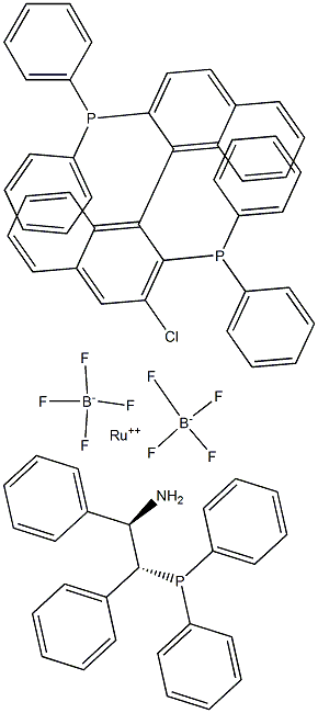 Chloro[(R)-2,2'-bis(diphenylphosphino)-1,1'-binaphthyl][(1R,2R)-2-(diphenylphosphino)-1,2-diphenylethanamine]ruthenium(II) tetrafluoroborate Struktur