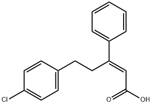 2-Pentenoic acid, 5-(4-chlorophenyl)-3-phenyl-, (2E)- Struktur