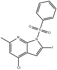 1-(Phenylsulphonyl)-4-chloro-2-iodo-6-Methyl-7-azaindole Struktur