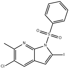 1-(Phenylsulphonyl)-5-chloro-2-iodo-6-Methyl-7-azaindole Struktur