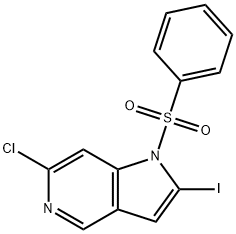 1-(Phenylsulfonyl)-6-chloro-2-iodo-5-azaindole Struktur